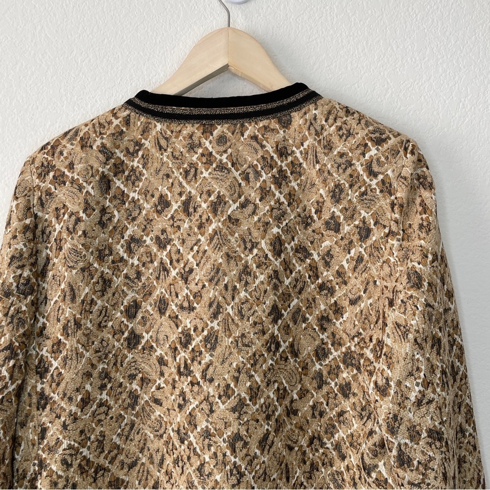 Chico's Metallic Gold Tapestry Pea Coat Majestic Art to Wear Unique Cuff Details - Picture 7 of 11